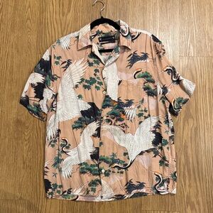 All Saints Crane Print Casual Shirt
